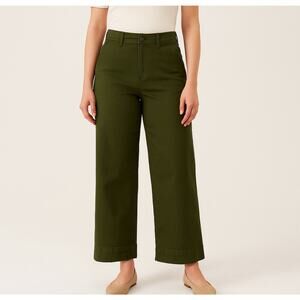 LOFT Curvy High Waist Wide Leg Pants Size 26/2 Olive Green NWT